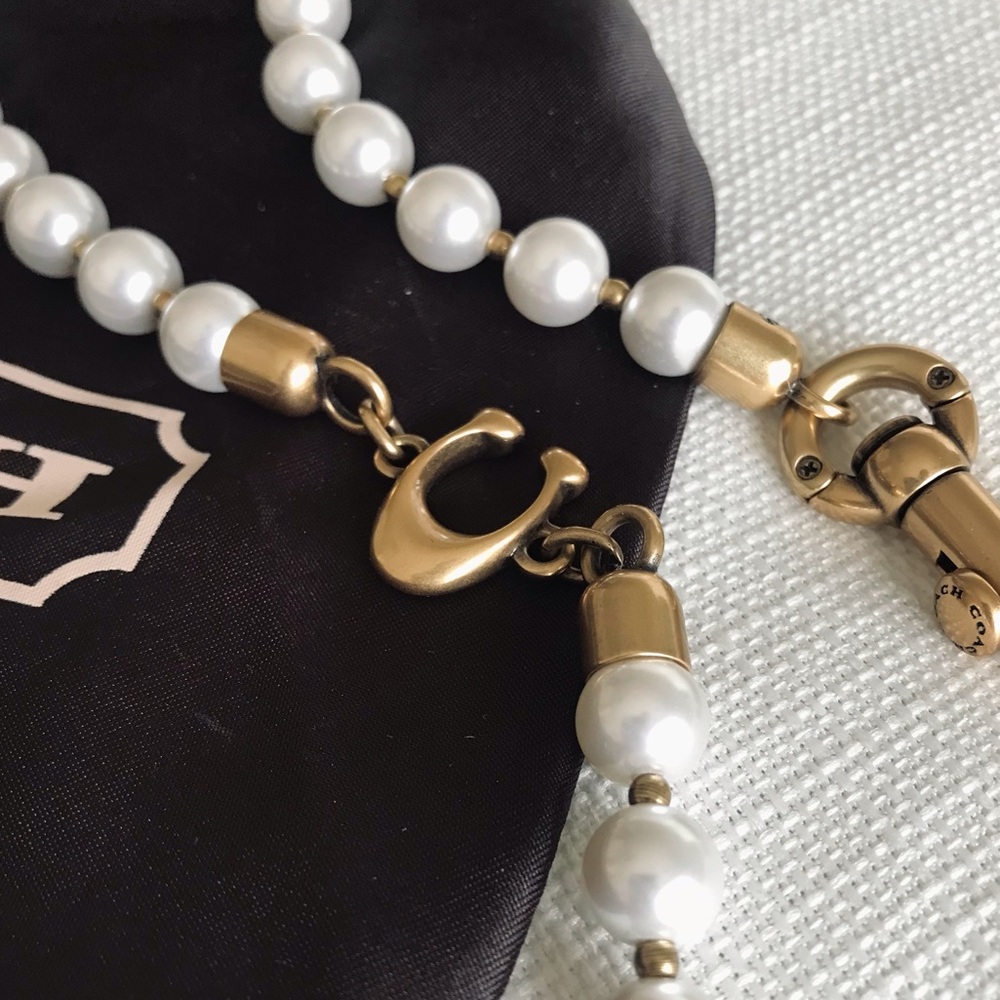 Coach Short Pearl Strap Bag Charm, Pearl / Brass - Picture 8 of 15
